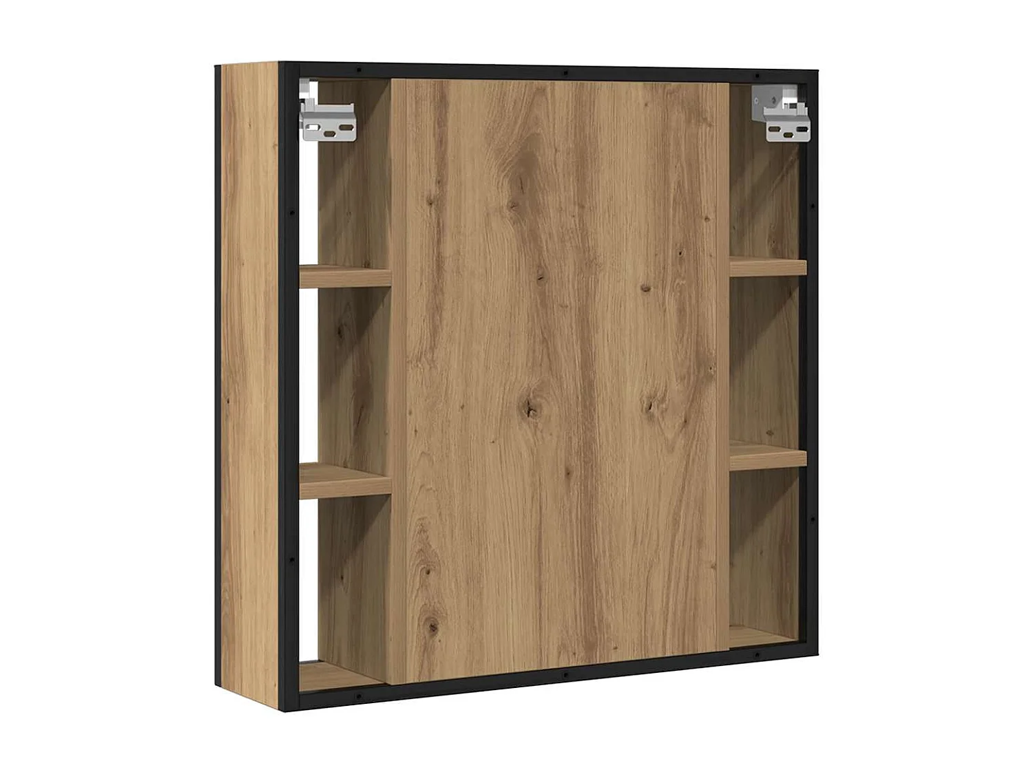 Mueble de baño con espejo de madera de roble, hecho a mano.