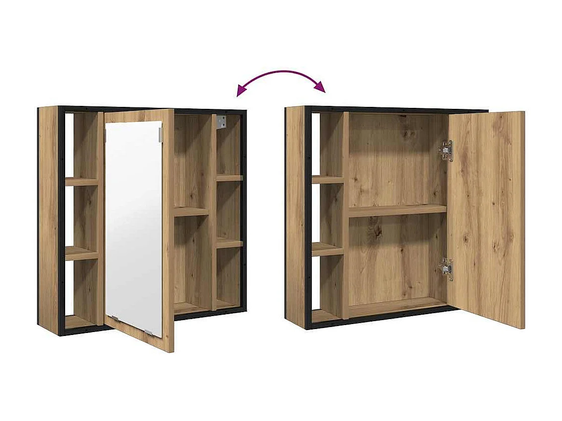 Mueble de baño con espejo de madera de roble, hecho a mano.