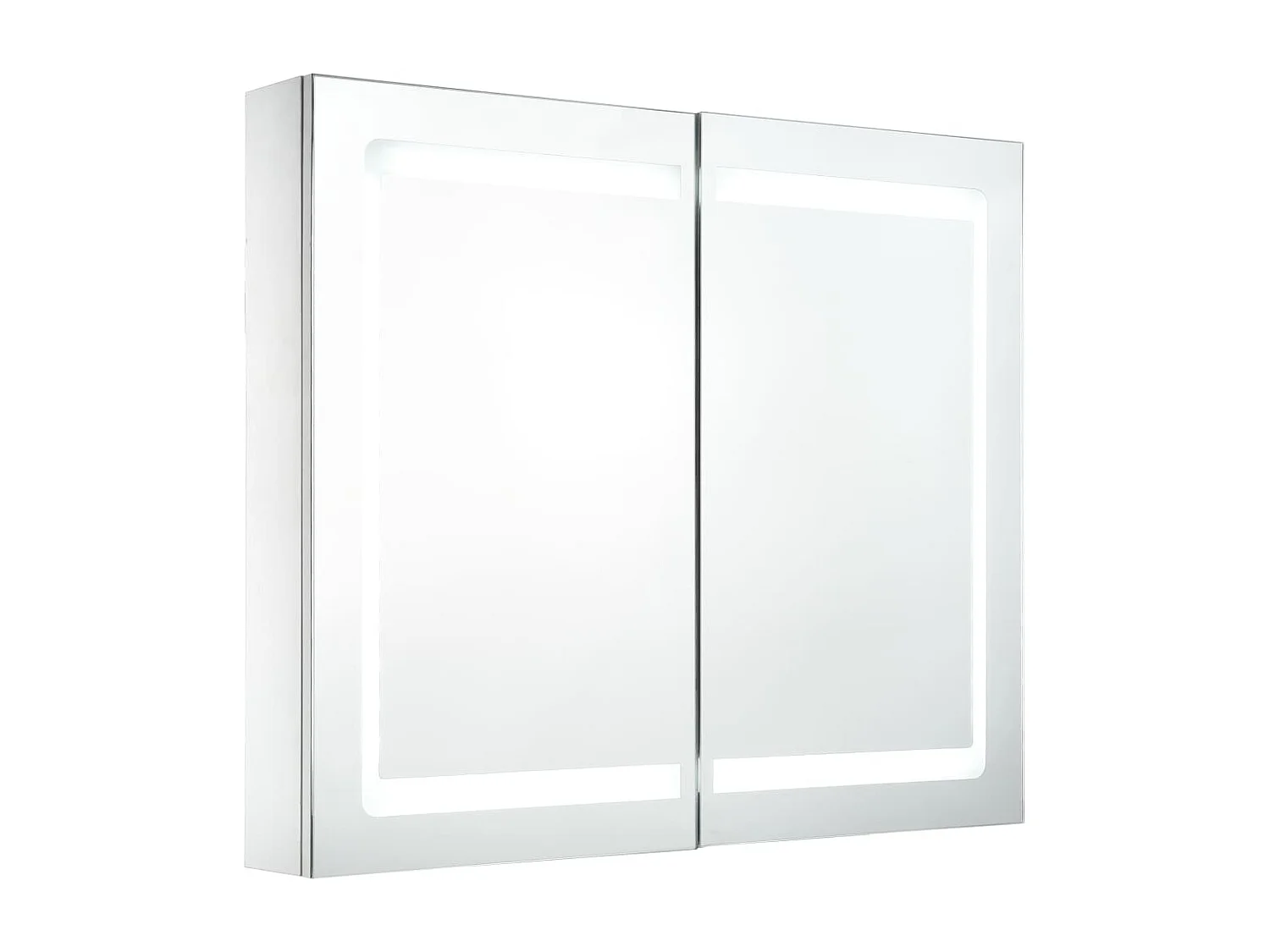 Mobiletto da bagno con specchio LED 80x12,2x68 cm