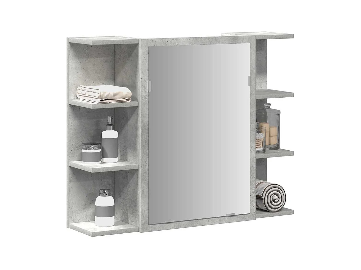 Mobiletto per bagno con specchio grigio cemento 80x20,5x64 cm in truciolato