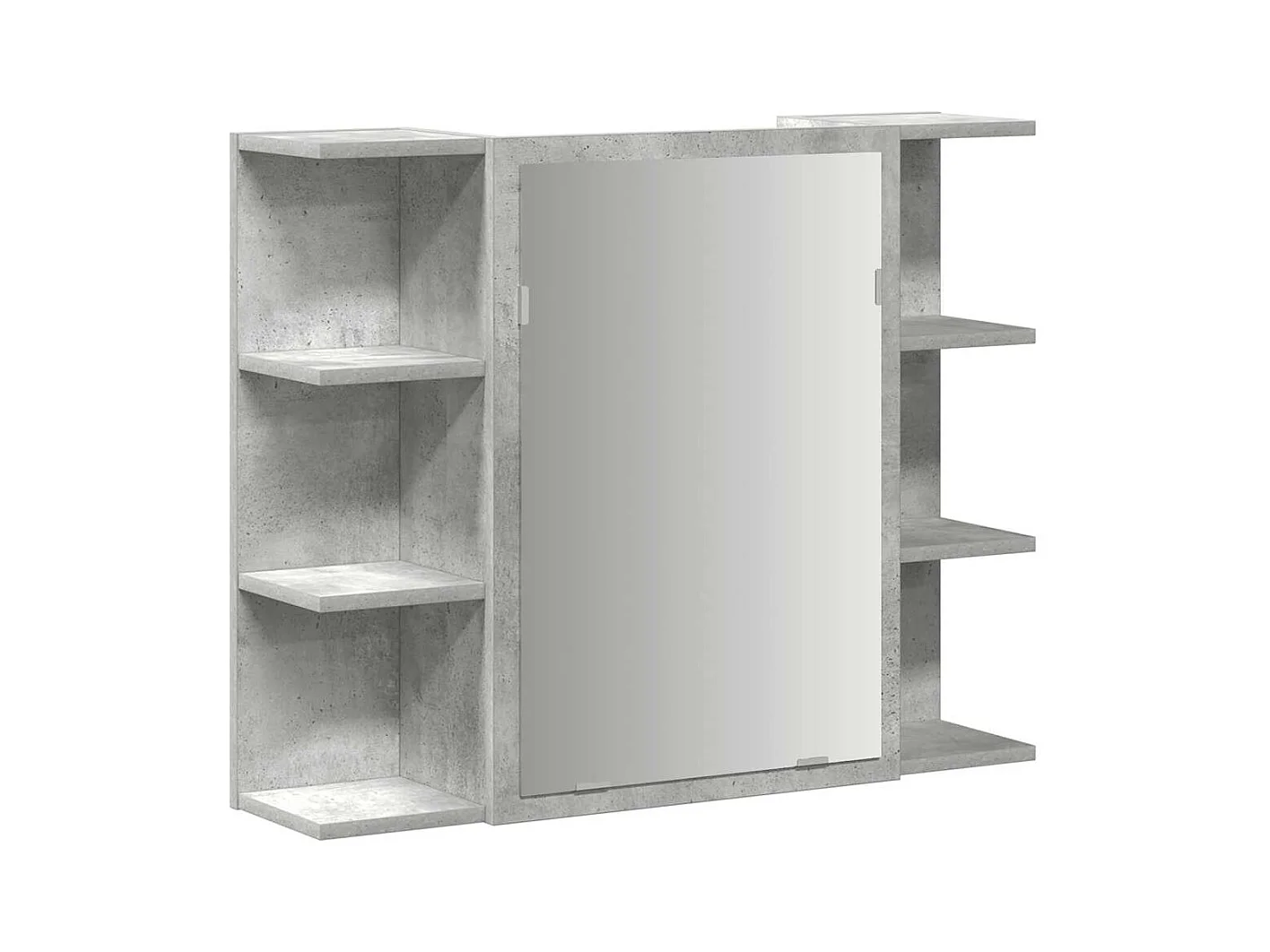 Mobiletto per bagno con specchio grigio cemento 80x20,5x64 cm in truciolato