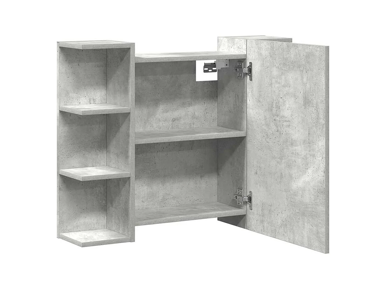 Mobiletto per bagno con specchio grigio cemento 80x20,5x64 cm in truciolato