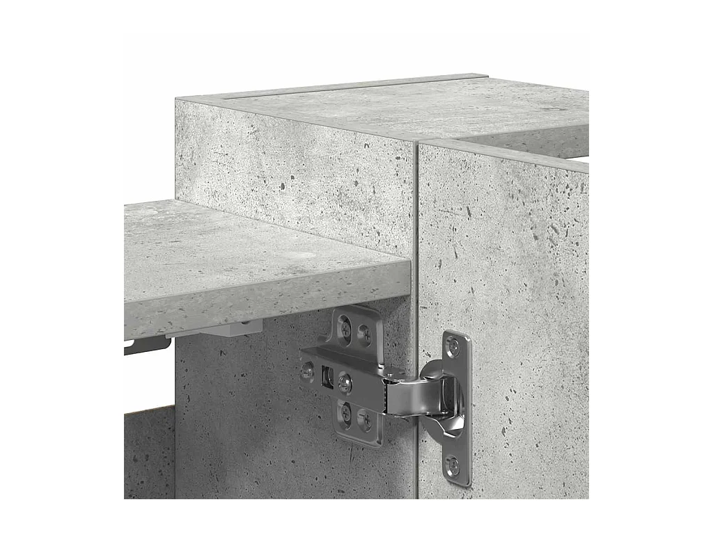 Mobiletto per bagno con specchio grigio cemento 80x20,5x64 cm in truciolato