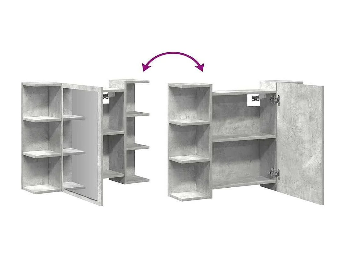 Armoire à miroir de bain Gris béton 80x20,5x64 cm Aggloméré
