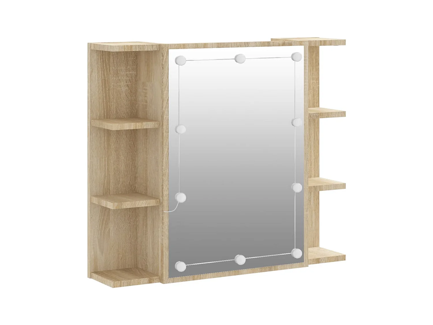 Armario espejo con LED roble Sonoma 70x16,5x60 cm