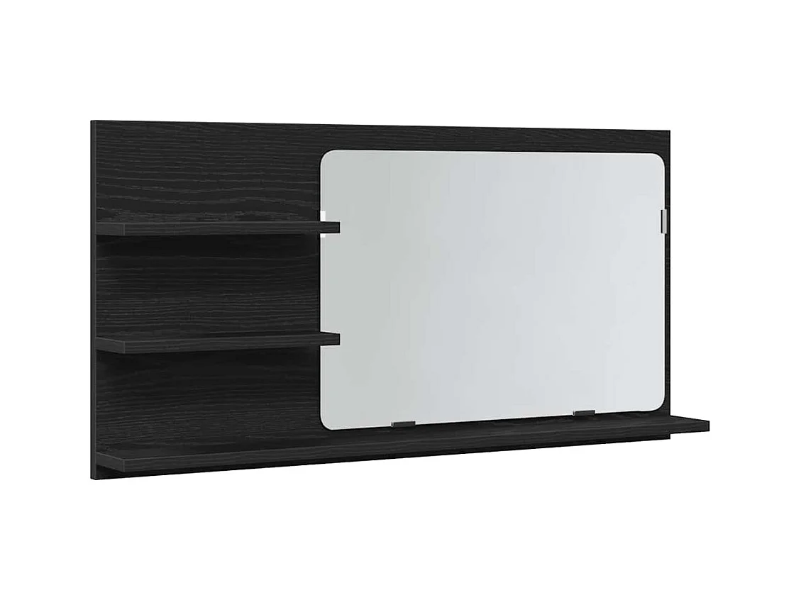 Mobile bagno con specchio in rovere nero 90 x 11 x 45 cm Legno composito