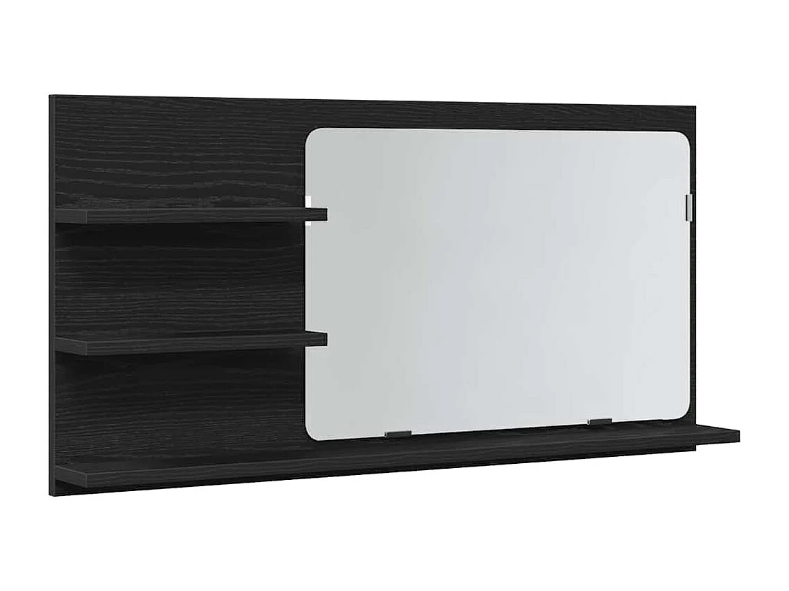 Armoire de salle de bain avec miroir en chêne noir 90 x 11 x 45 cm Bois d'ingénierie