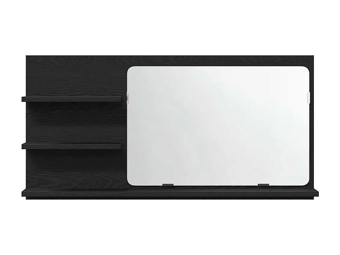 Armoire de salle de bain avec miroir en chêne noir 90 x 11 x 45 cm Bois d'ingénierie