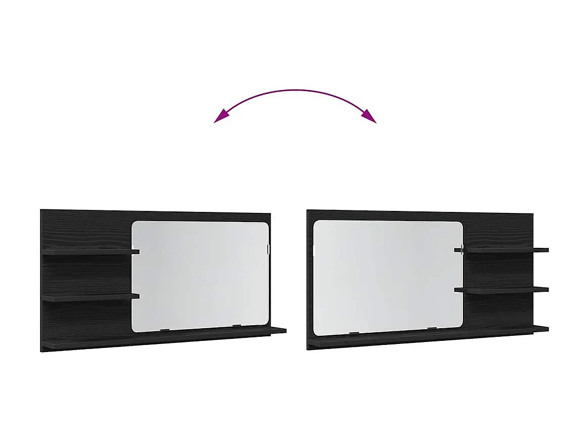 Armoire de salle de bain avec miroir en chêne noir 90 x 11 x 45 cm Bois d'ingénierie