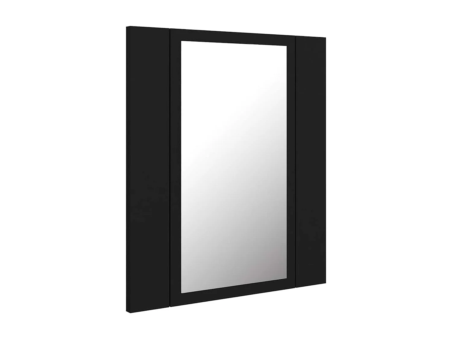 Armario de baño con espejo LED, acrílico negro, 40 x 12 x 45 cm