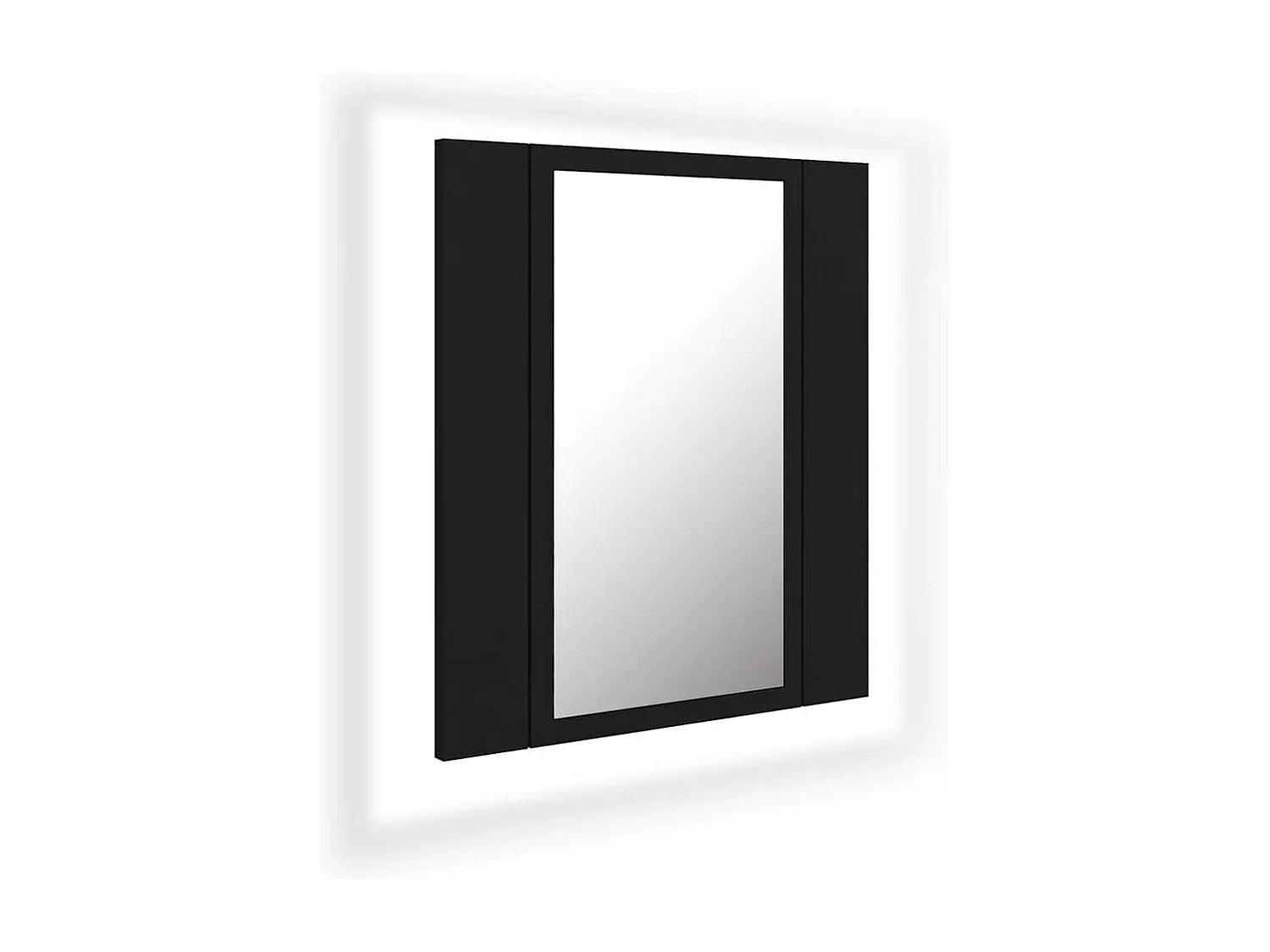 Armario de baño con espejo LED, acrílico negro, 40 x 12 x 45 cm