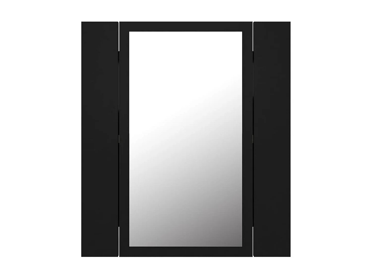 Armario de baño con espejo LED, acrílico negro, 40 x 12 x 45 cm