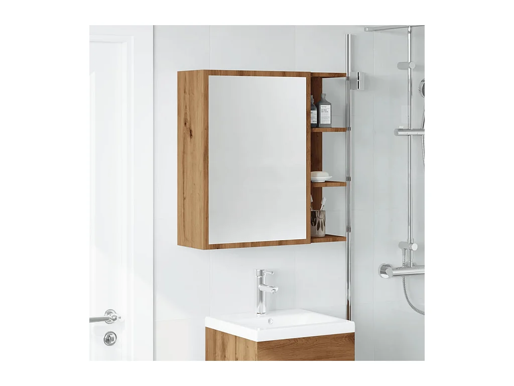 Armoire à miroir salle de bain chêne artisanal 62,5x20,5x64 cm
