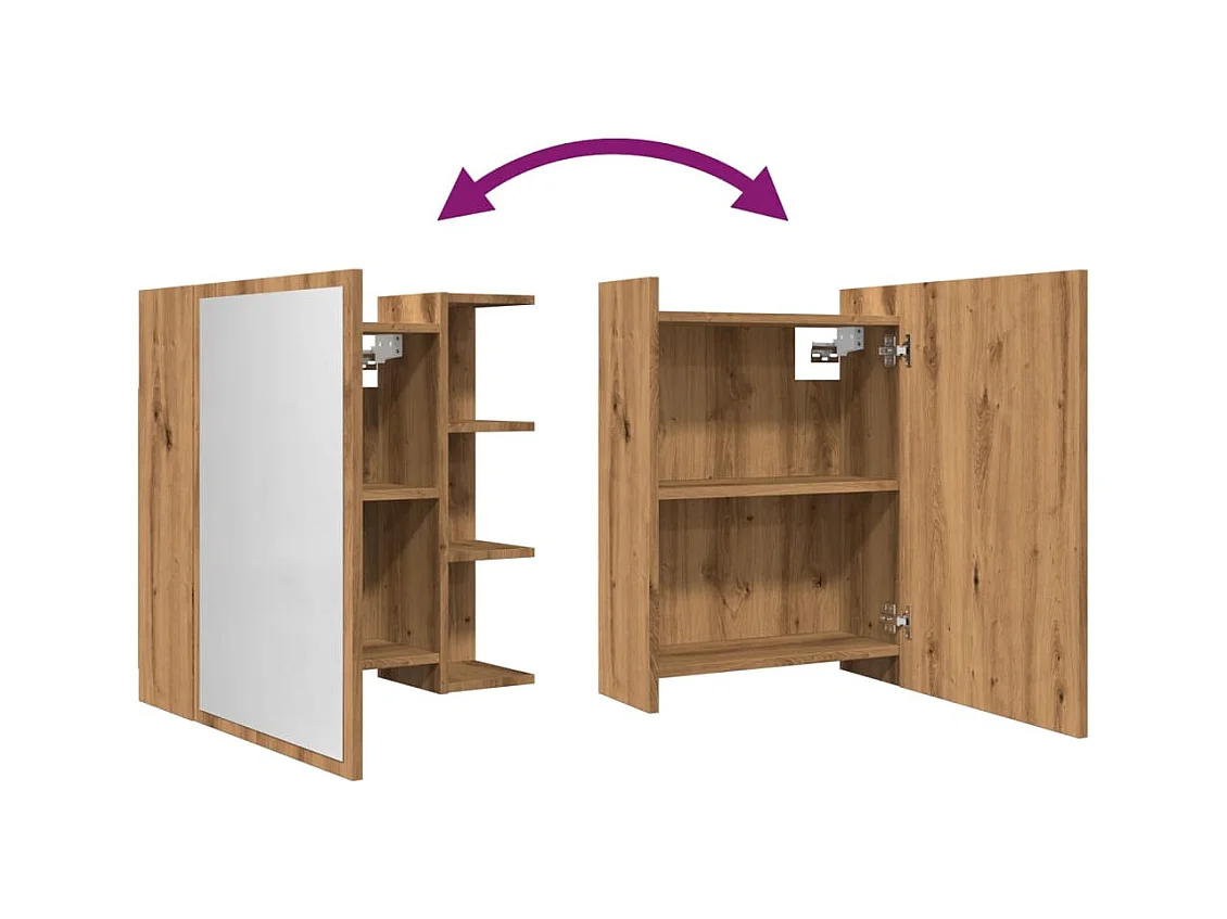 Armoire à miroir salle de bain chêne artisanal 62,5x20,5x64 cm