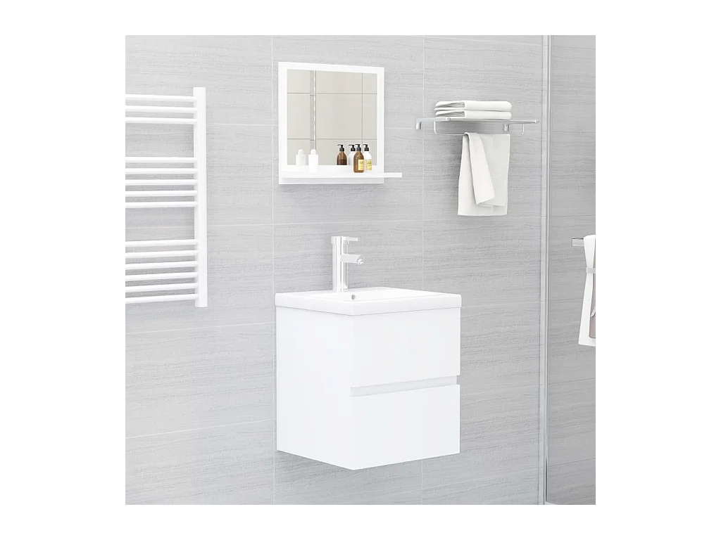 Badkamerspiegel Wit 40x10,5x37 cm Bewerkt hout