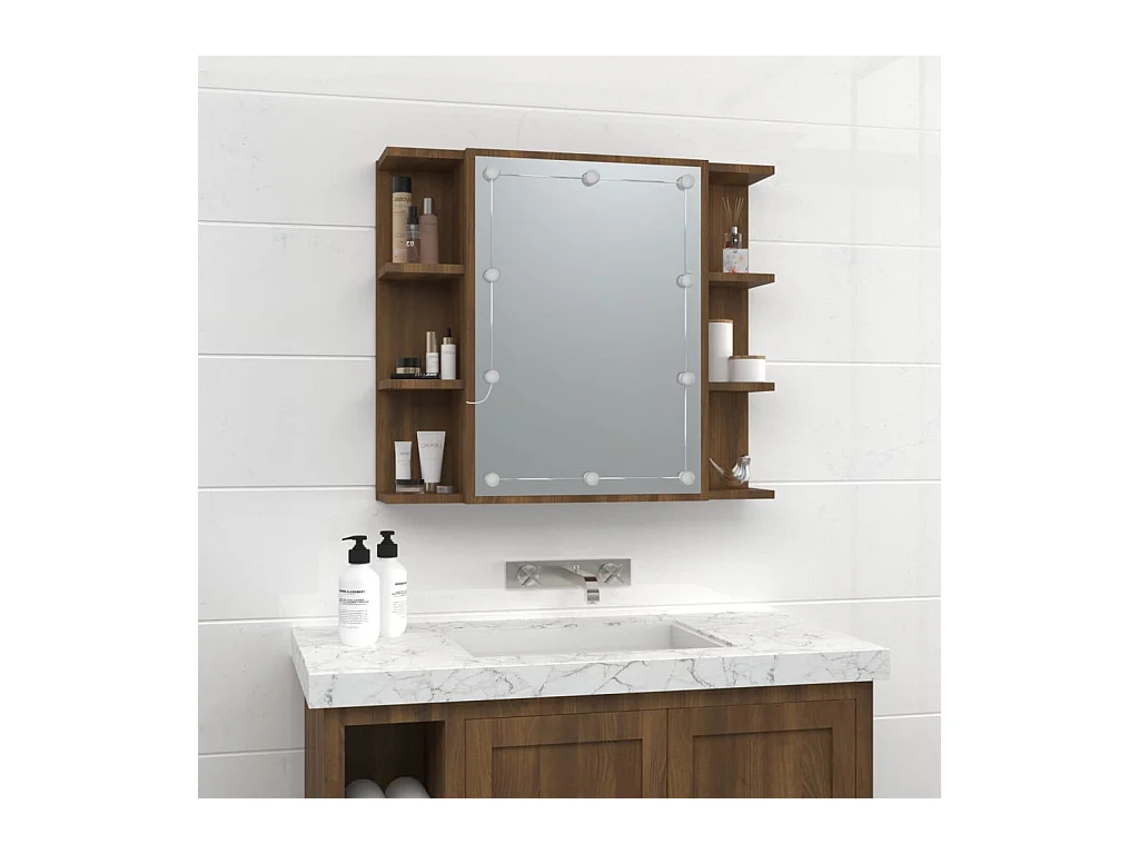 Armoire à miroir avec LED Chêne marron 70x16,5x60 cm
