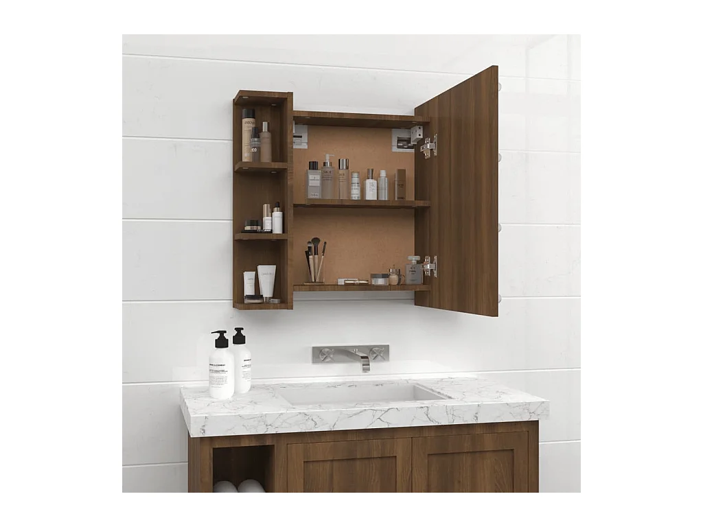 Armoire à miroir avec LED Chêne marron 70x16,5x60 cm