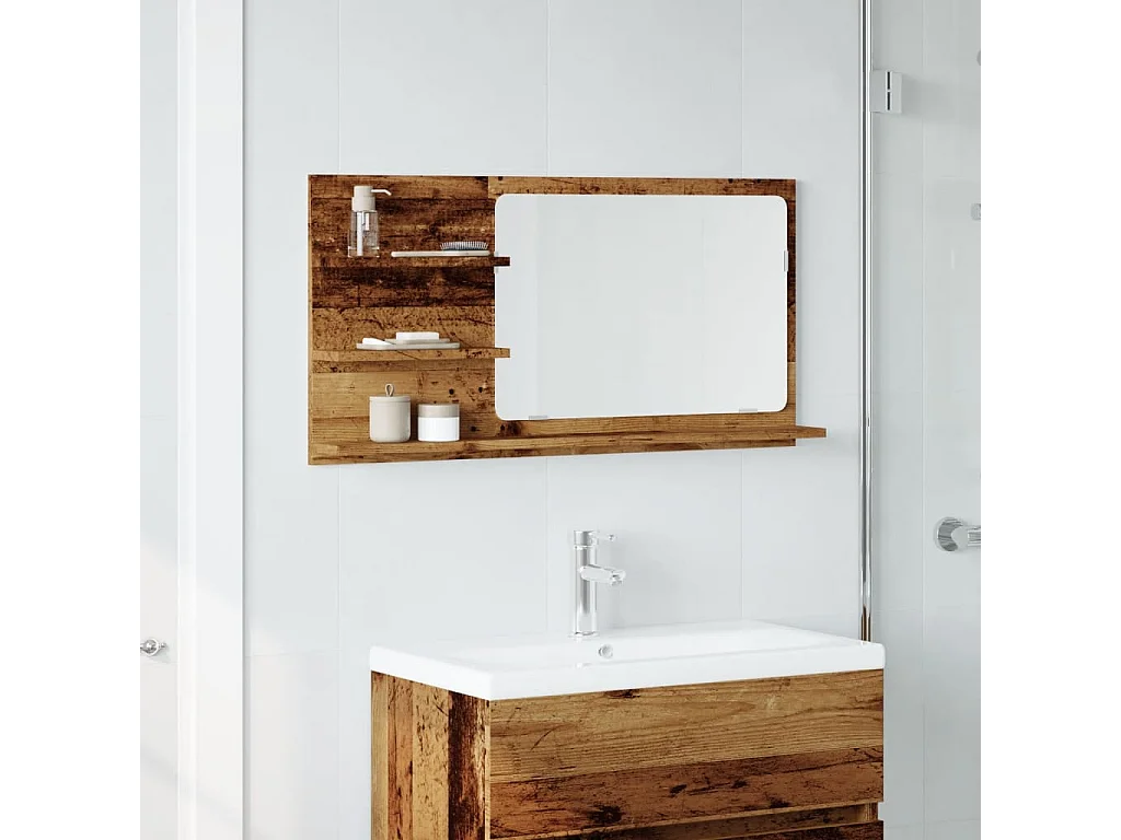 Armoire à miroir de salle de bain vieux bois bois d'ingénierie