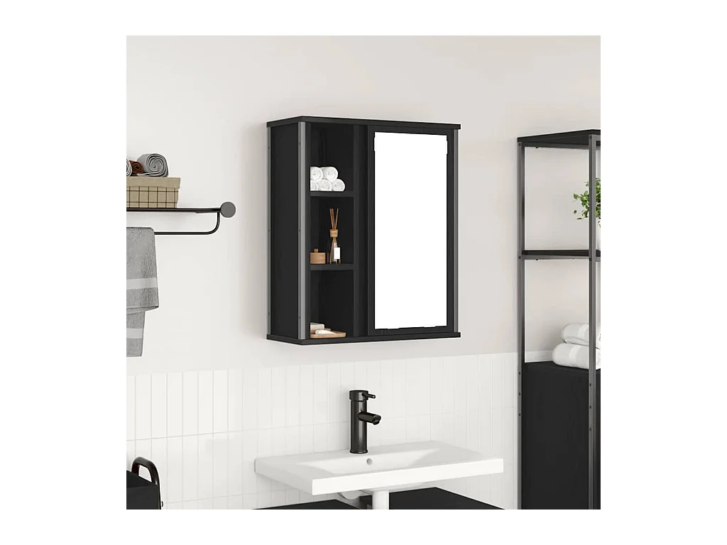 Armoire murale de salle de bain miroir chêne noir 50x21x60 cm