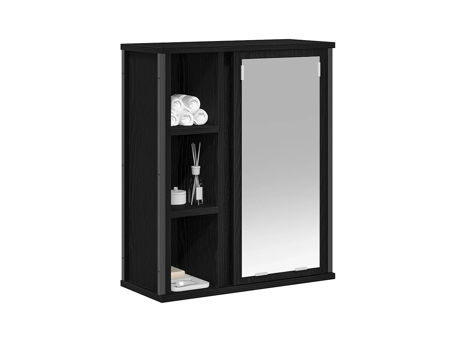 Armoire murale de salle de bain miroir chêne noir 50x21x60 cm