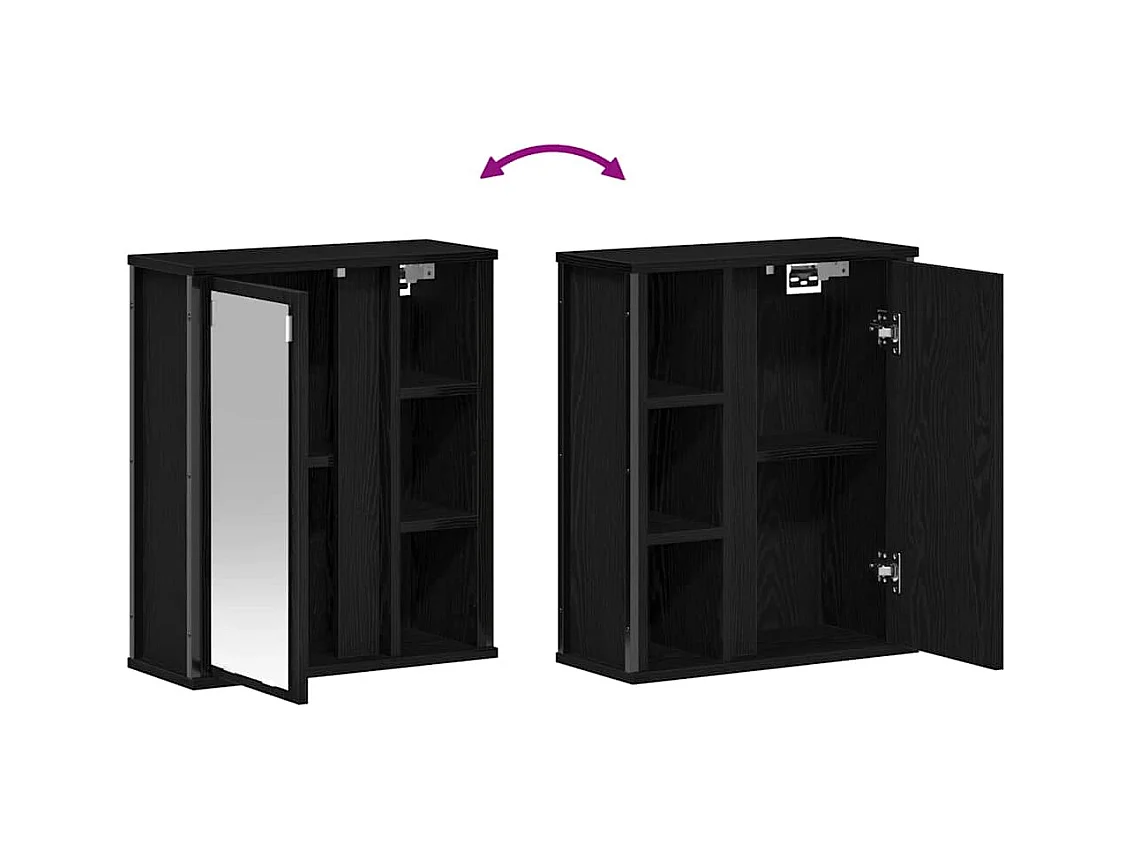 Armoire murale de salle de bain miroir chêne noir 50x21x60 cm