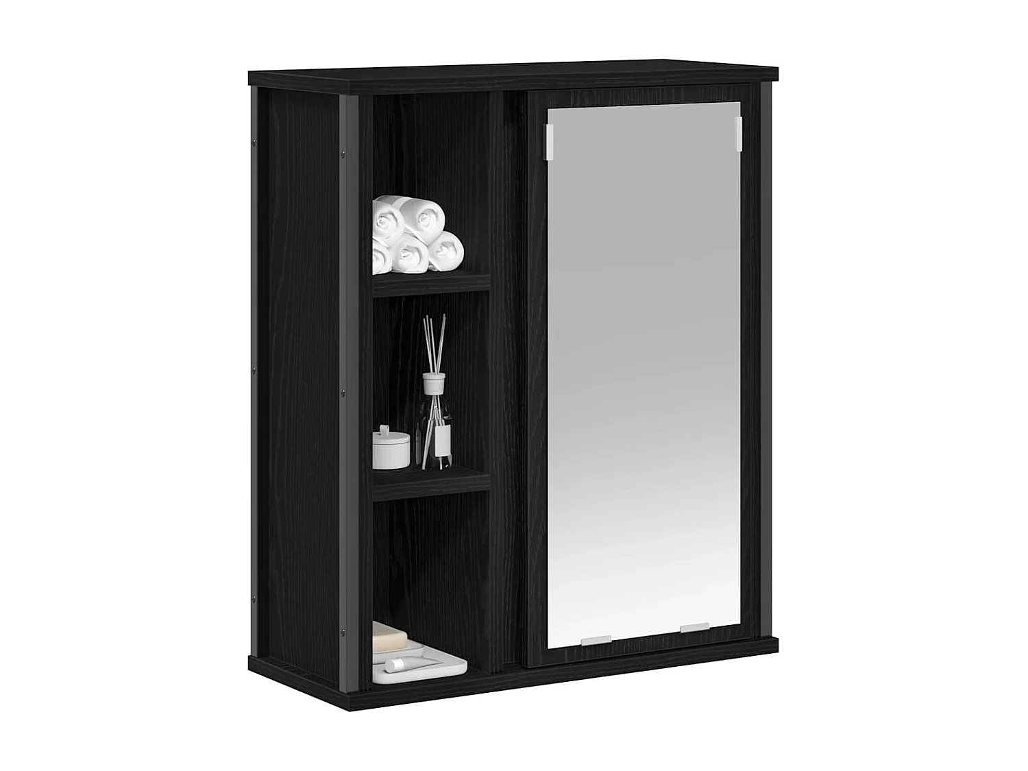 Armoire murale de salle de bain miroir chêne noir 50x21x60 cm