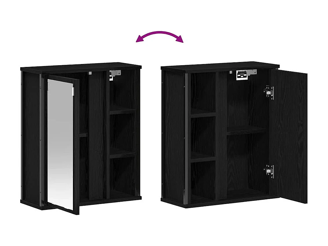 Armoire murale de salle de bain miroir chêne noir 50x21x60 cm