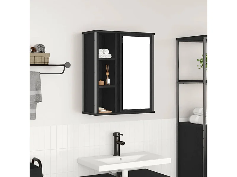 Armoire murale de salle de bain miroir chêne noir 50x21x60 cm
