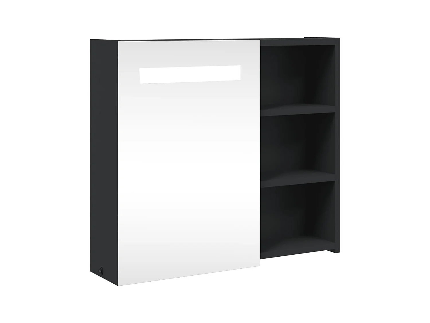 Armoire de salle de bain à miroir avec LED noir 60x13x52 cm