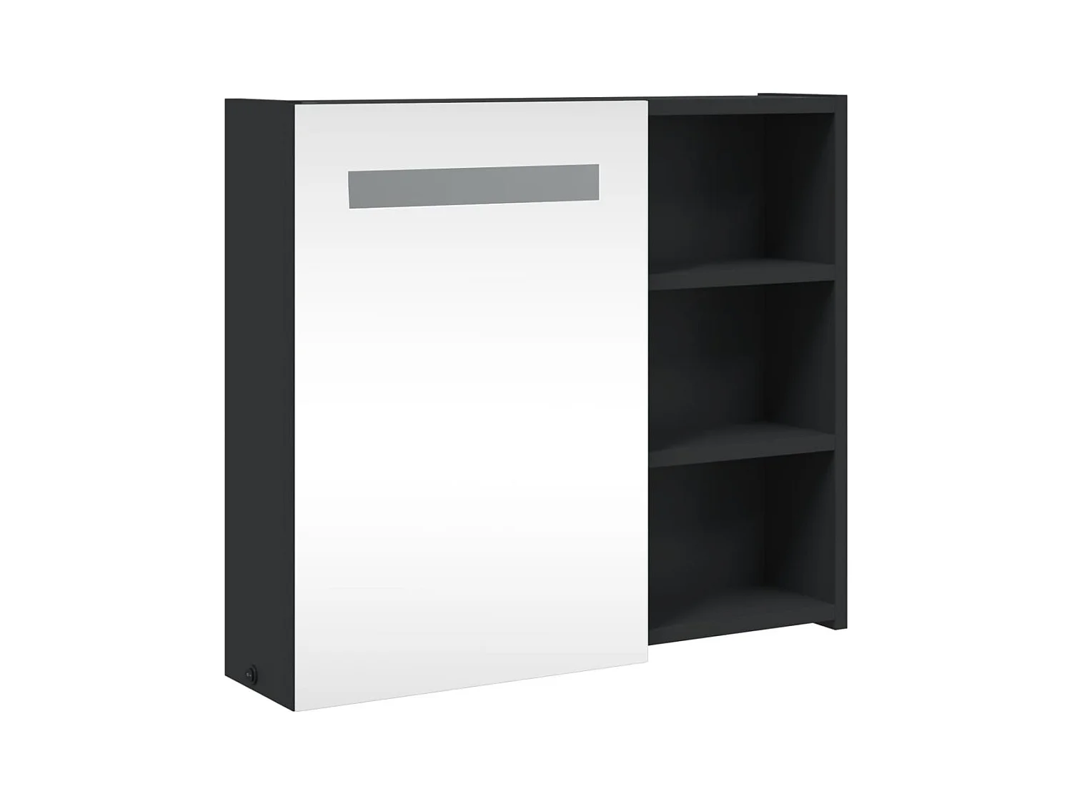 Armoire de salle de bain à miroir avec LED noir 60x13x52 cm