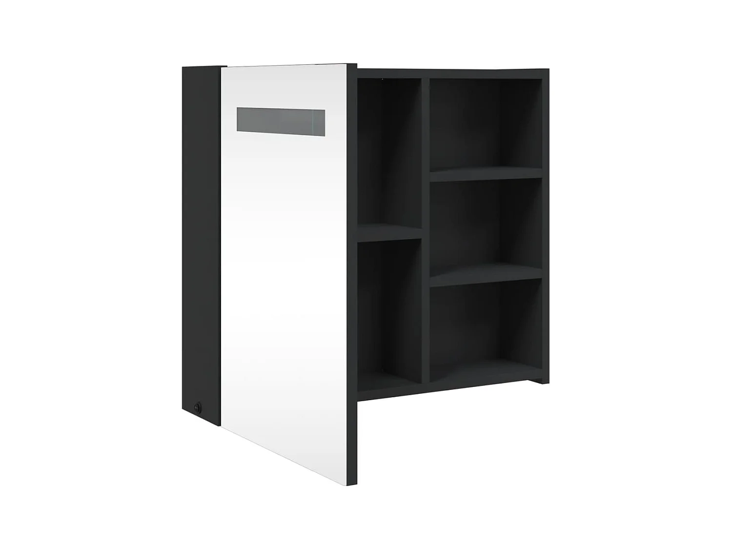 Armoire de salle de bain à miroir avec LED noir 60x13x52 cm