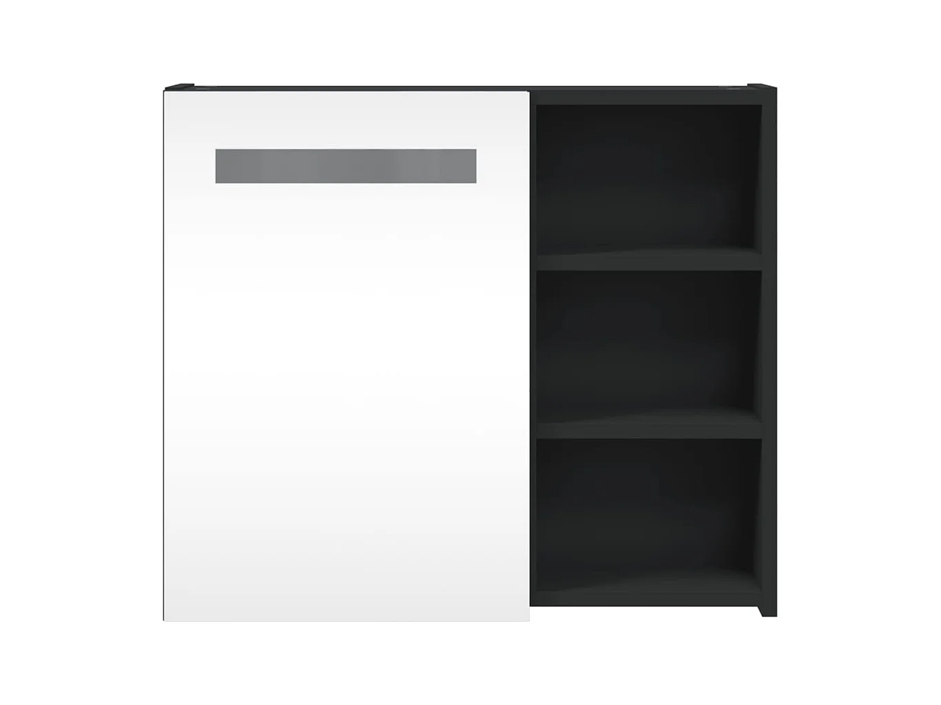 Armoire de salle de bain à miroir avec LED noir 60x13x52 cm