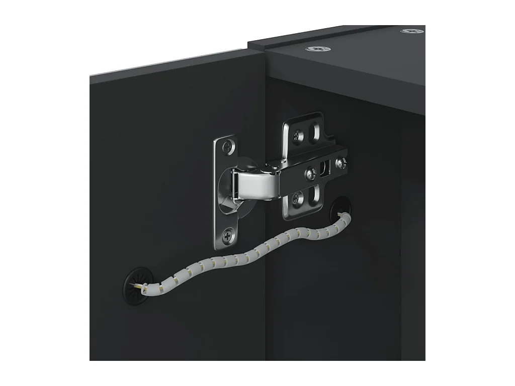 Armoire de salle de bain à miroir avec LED noir 60x13x52 cm