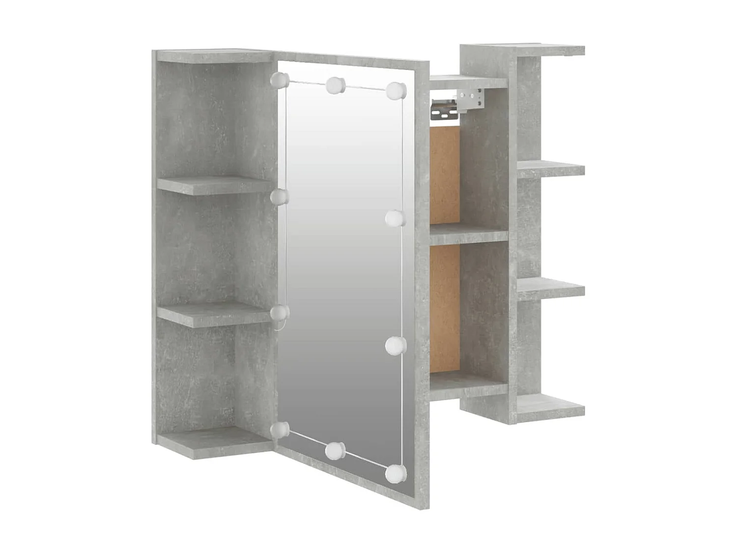 Mobiletto a specchio con LED Grigio cemento 70x16,5x60 cm