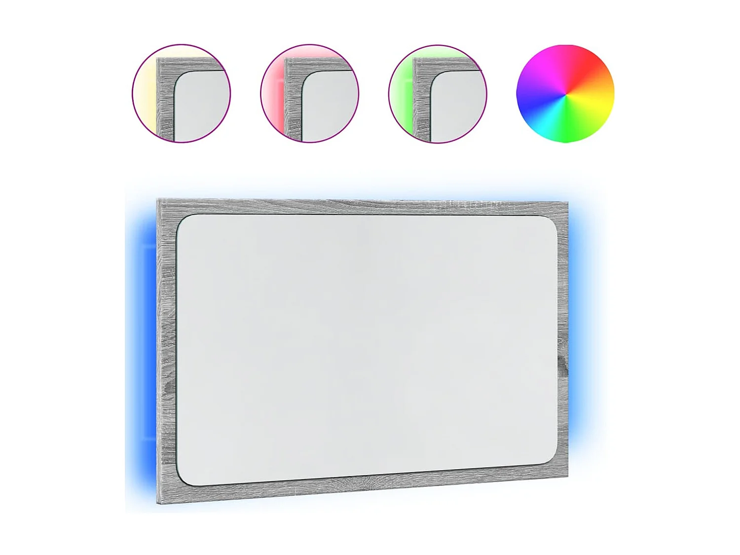 Espejo de baño LED de madera de ingeniería gris Sonoma