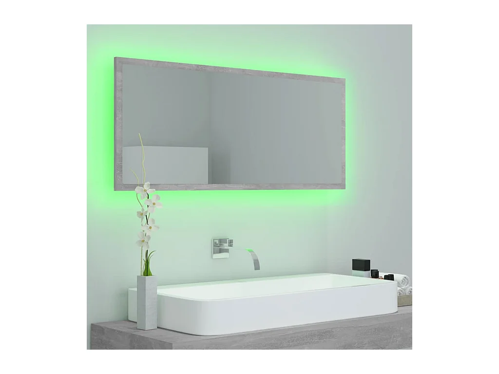 Specchio da bagno a LED grigio cemento 100x8,5x37cm in acrilico