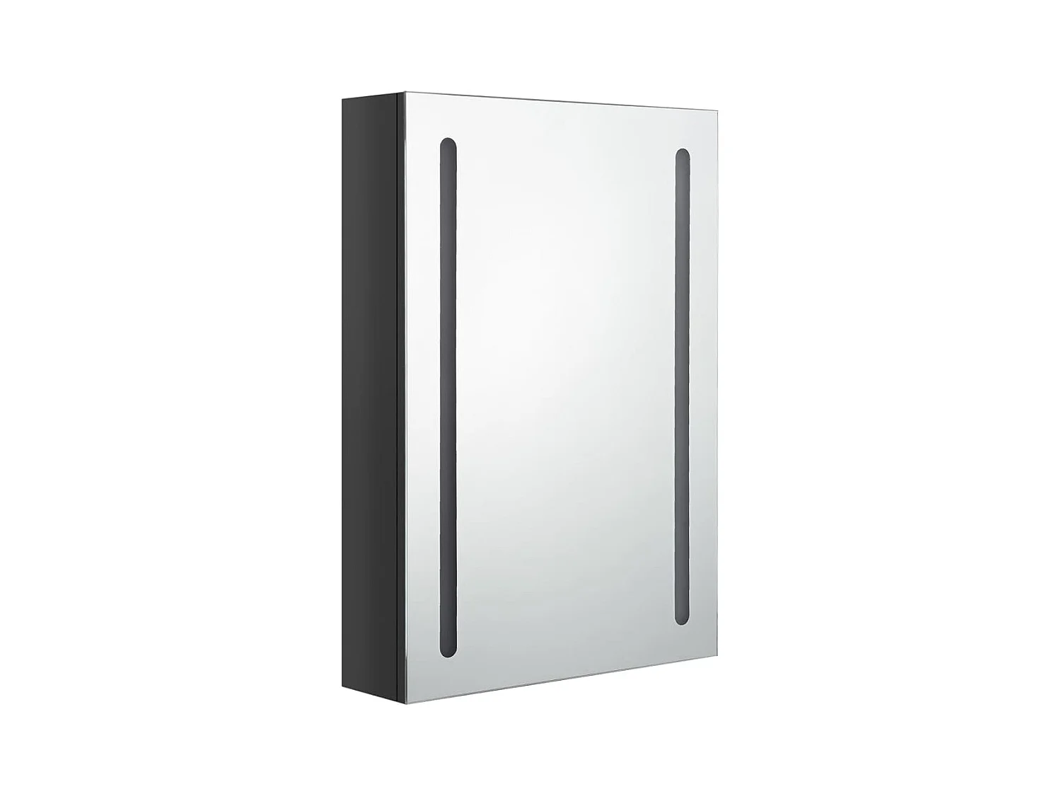 Mueble de baño con espejo LED negro brillo 50x13x70 cm