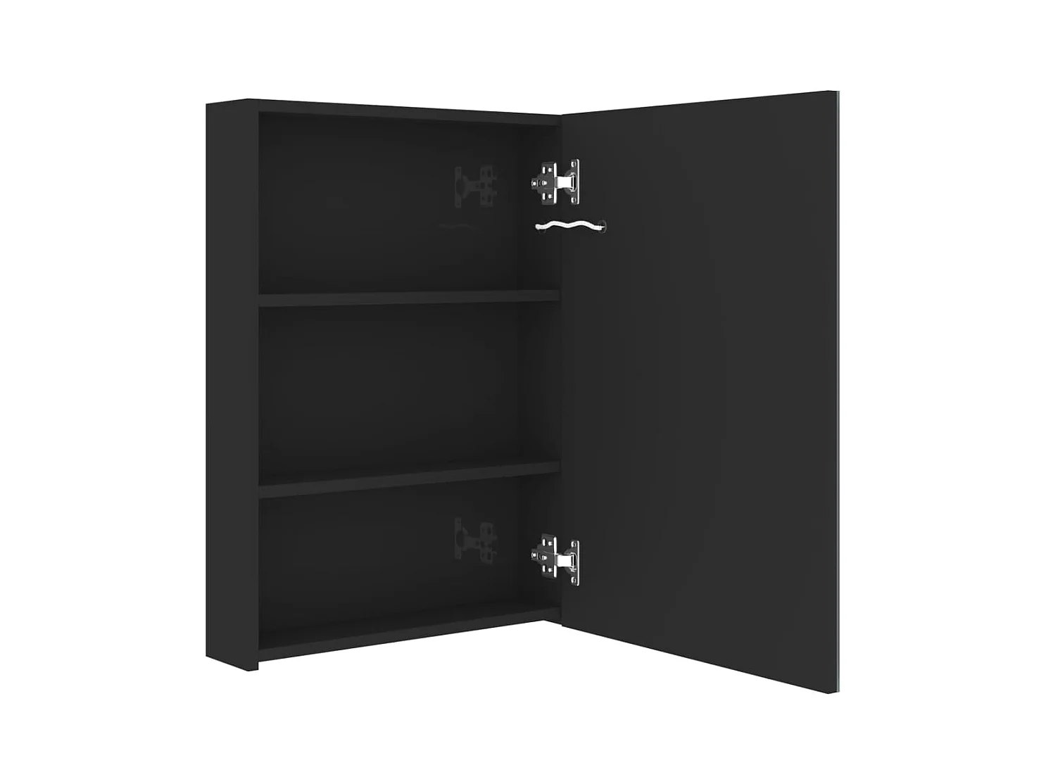 Mueble de baño con espejo LED negro brillo 50x13x70 cm