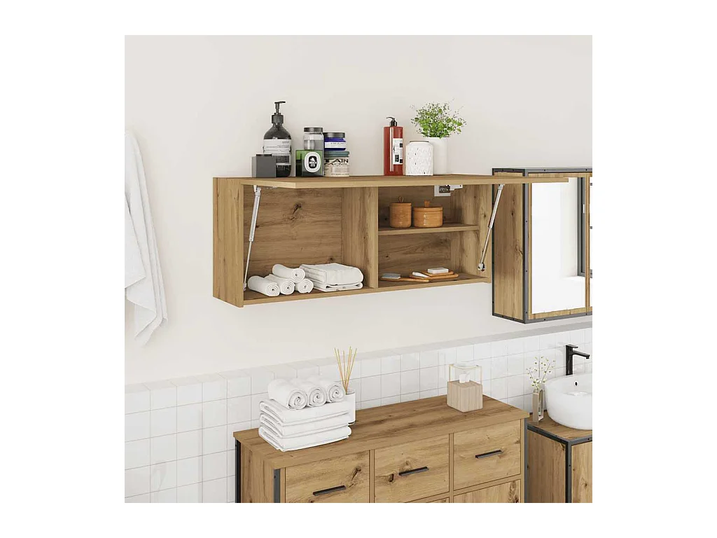 Armoire murale de bain chêne artisanal bois d'ingénierie