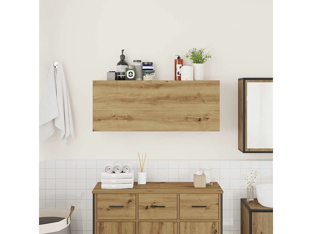 Armoire murale de bain chêne artisanal bois d'ingénierie