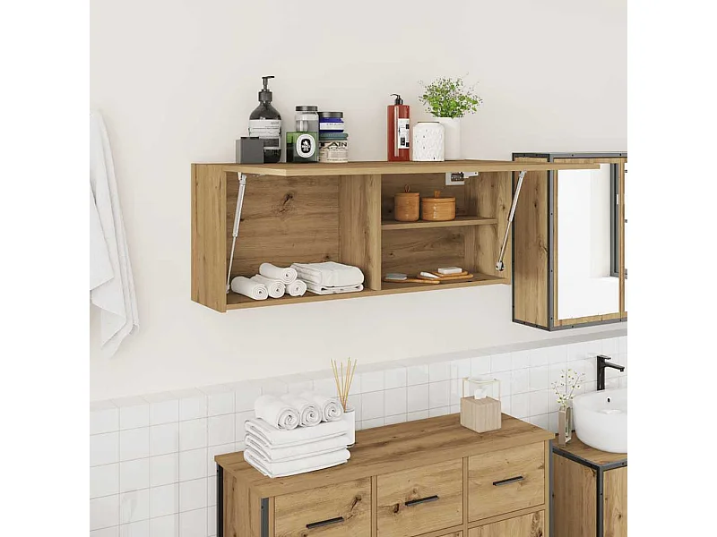 Armoire murale de bain chêne artisanal bois d'ingénierie