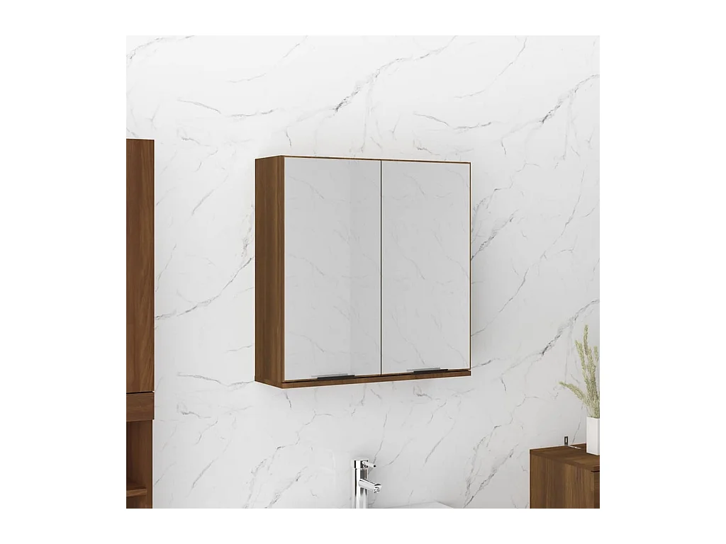 Mueble de baño con espejo Roble marrón 64x20x67 cm