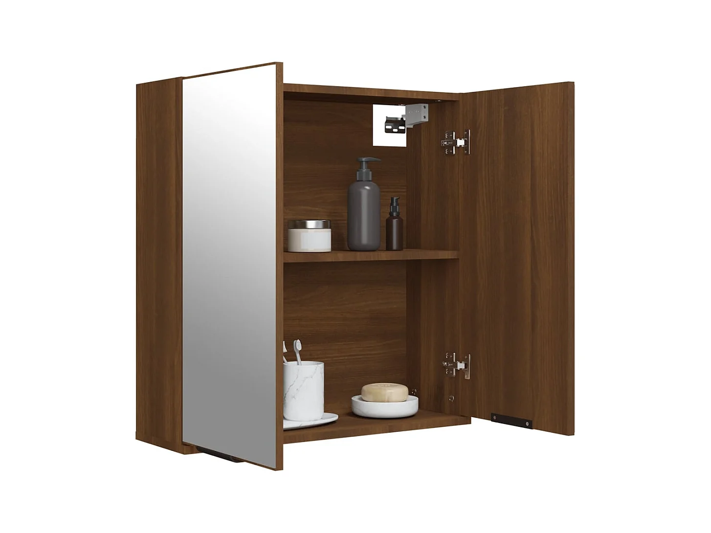 Mueble de baño con espejo Roble marrón 64x20x67 cm