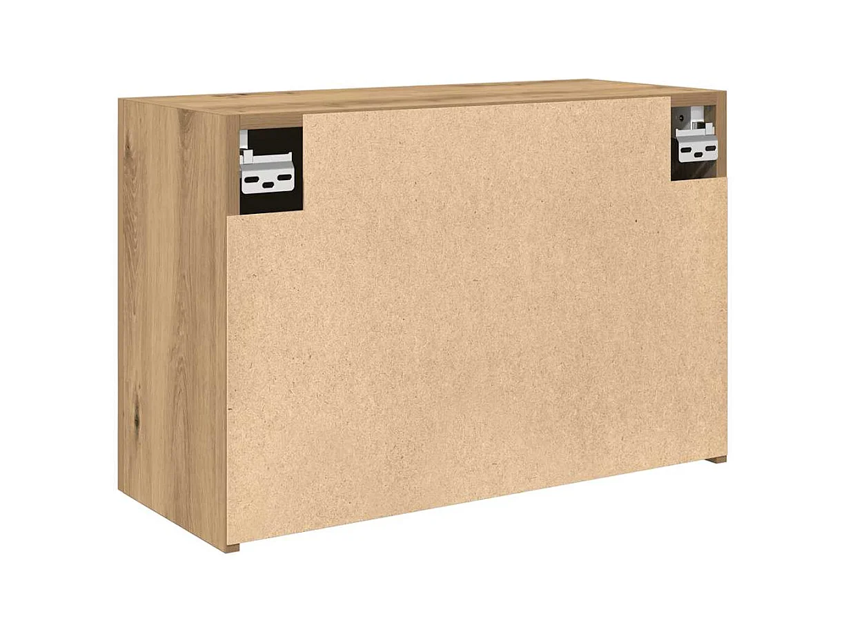 Mobiletto da bagno da parete in legno di rovere ingegnerizzato, realizzato a mano