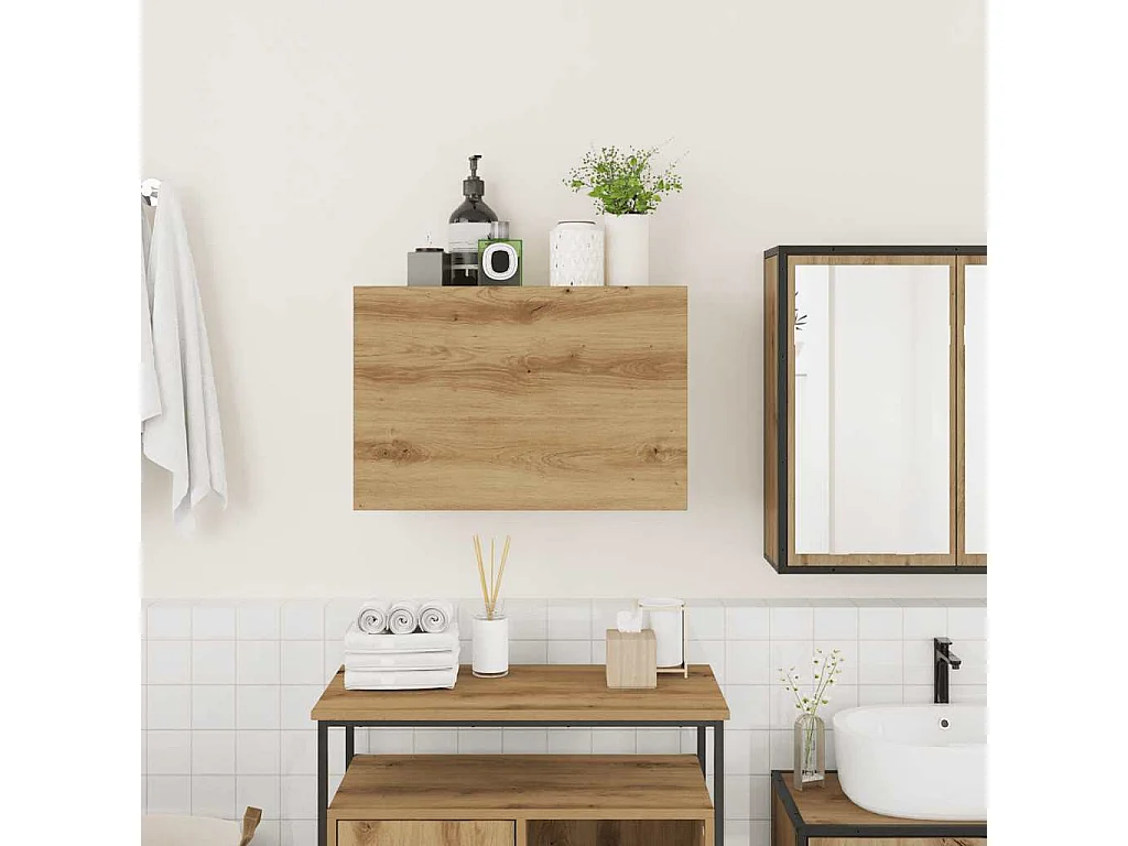 Armoire murale de bain chêne artisanal bois d'ingénierie