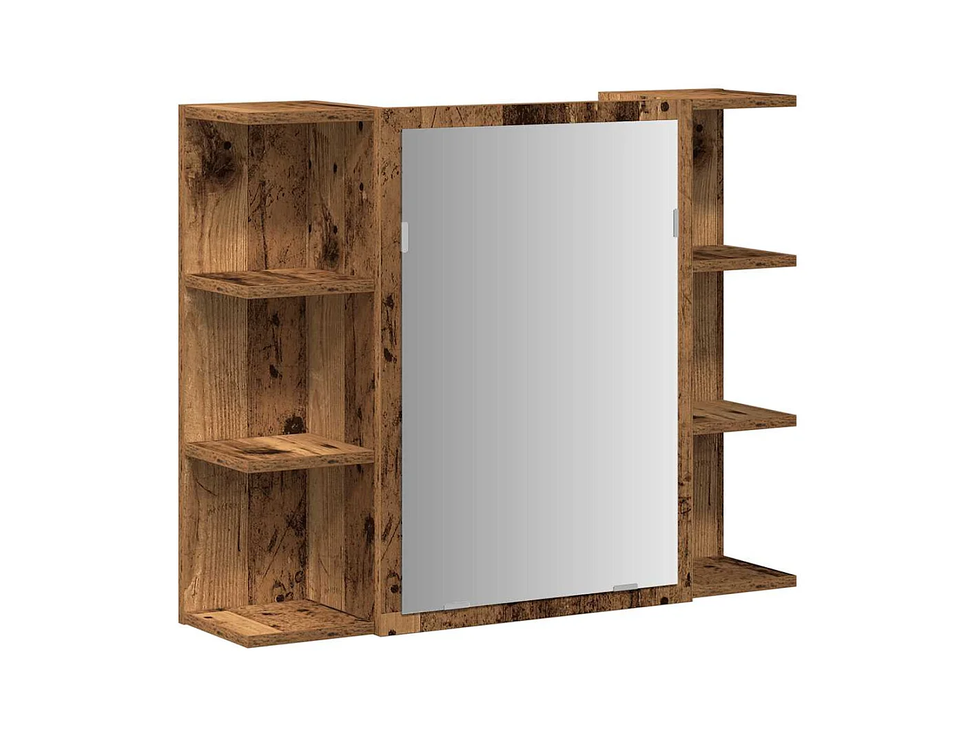 Mueble de baño con espejo de madera vieja de ingeniería de madera