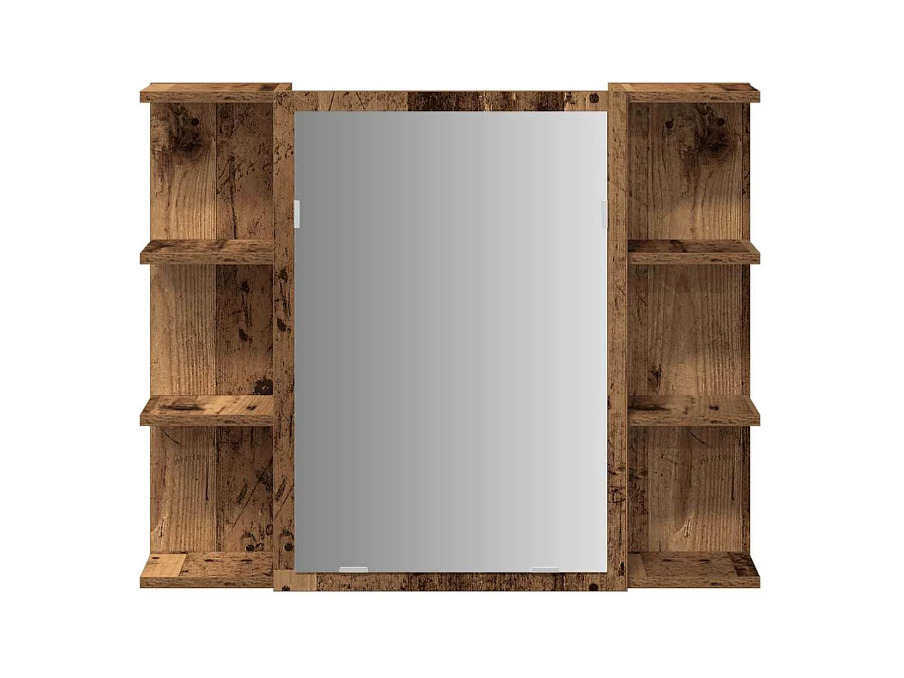 Mueble de baño con espejo de madera vieja de ingeniería de madera