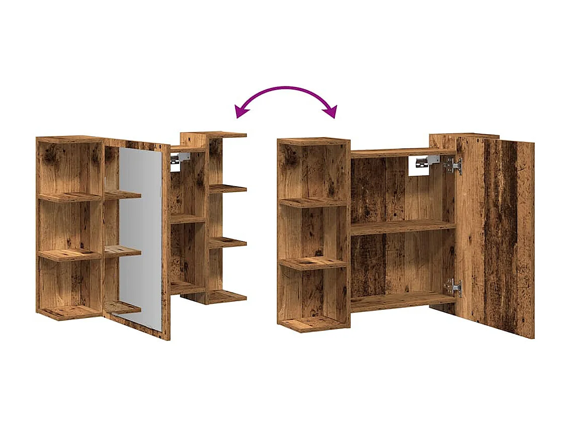 Mueble de baño con espejo de madera vieja de ingeniería de madera