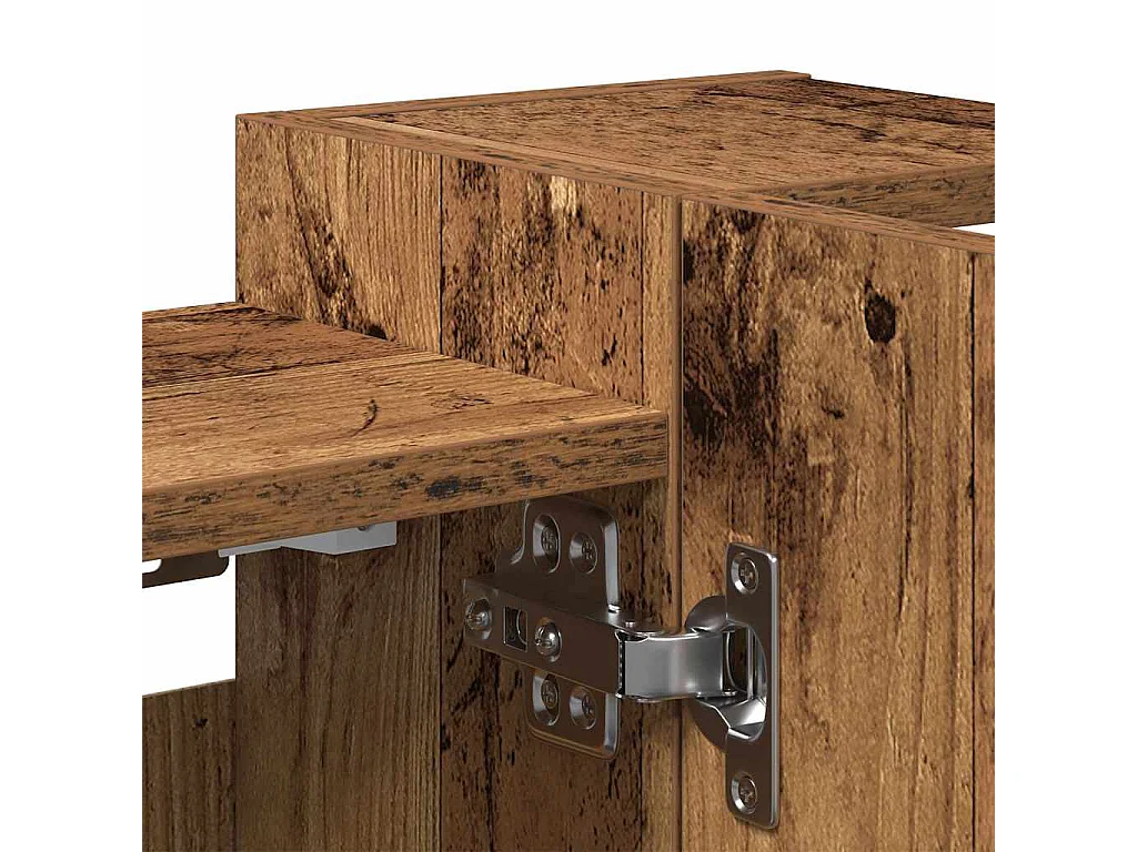 Mueble de baño con espejo de madera vieja de ingeniería de madera