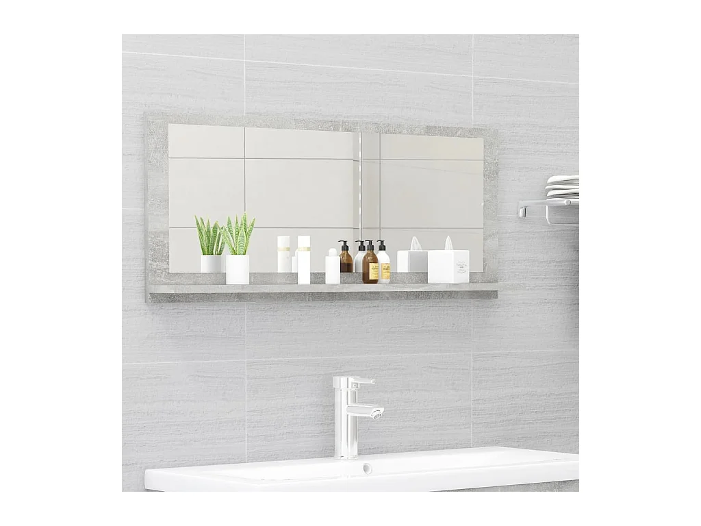 Specchio da bagno grigio cemento 90x10,5x37 cm in truciolato